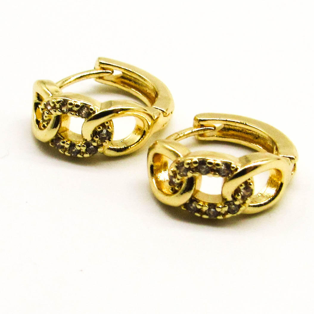 AROS ARGOLLA 10MM BISAGRA PIEDRAS /ACERO DORADO