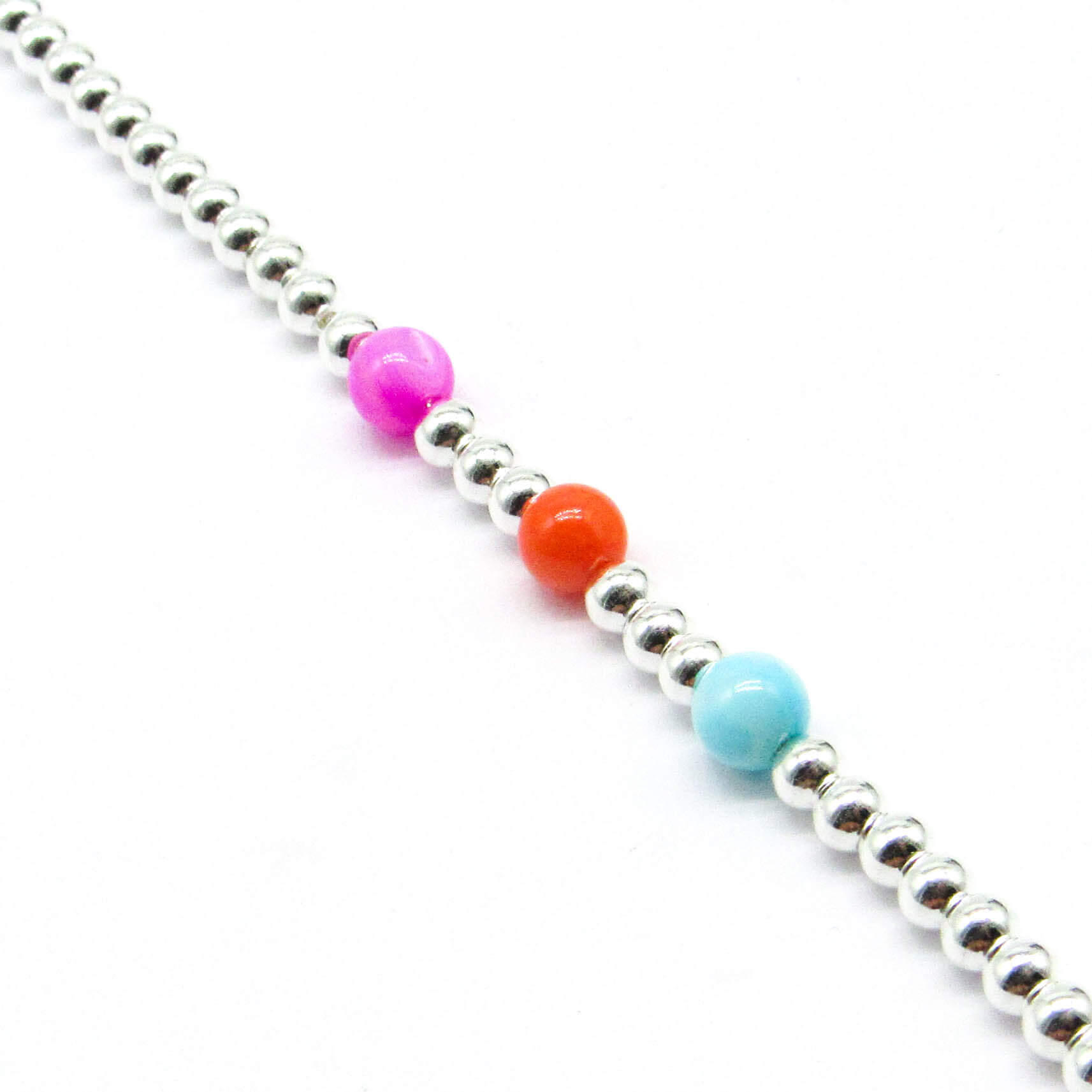 PULSERA BOLAS PIEDRAS*3 /ACERO BLANCO