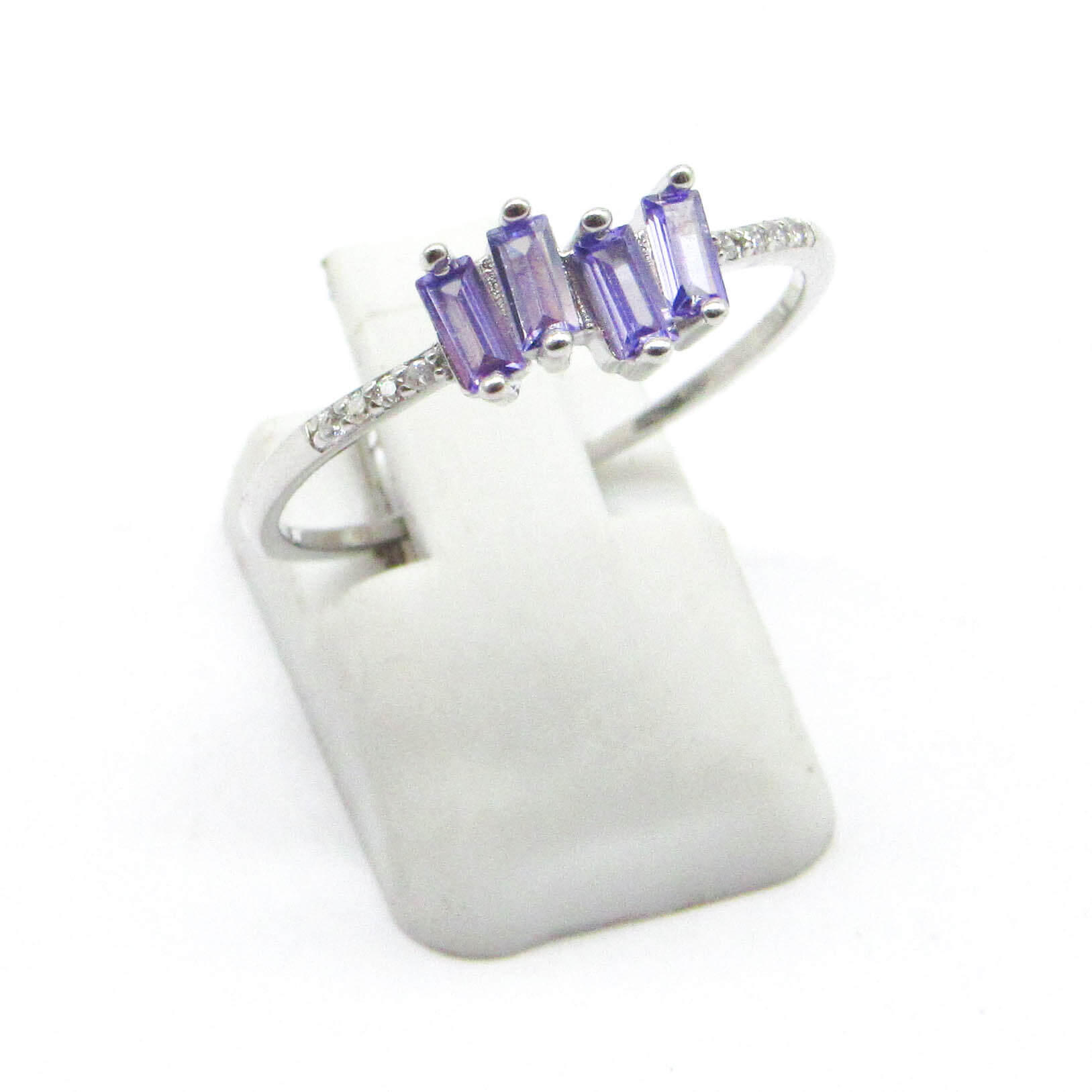 ANILLO CUBICS BAGUETTES VIOLETA /PLATA