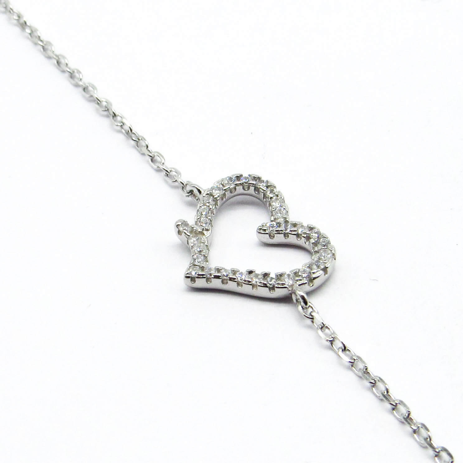 PULSERA CORAZON CUBICS /PLATA