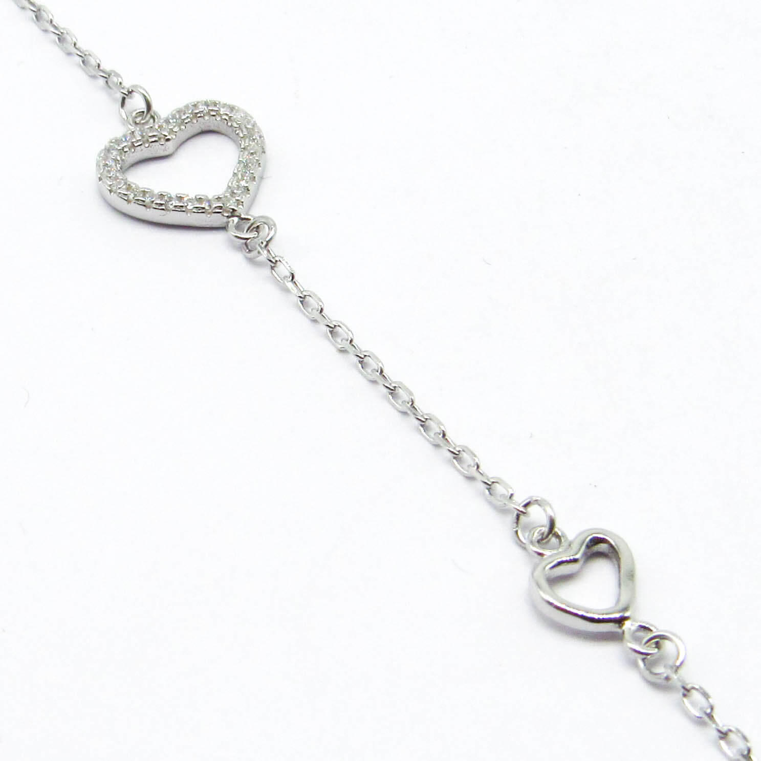 PULSERA CORAZON CUBICS /PLATA