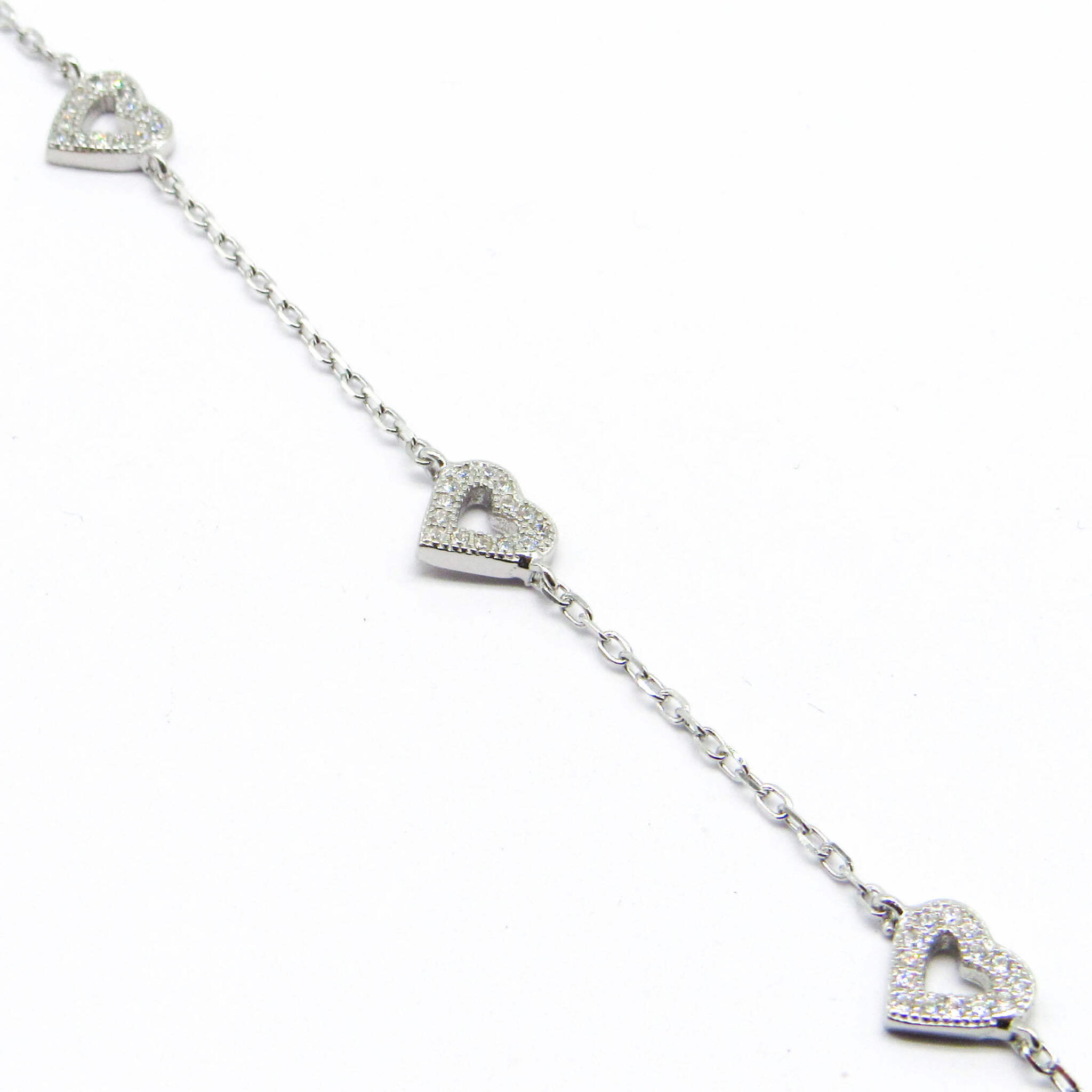 PULSERA CORAZONES CUBICS /PLATA