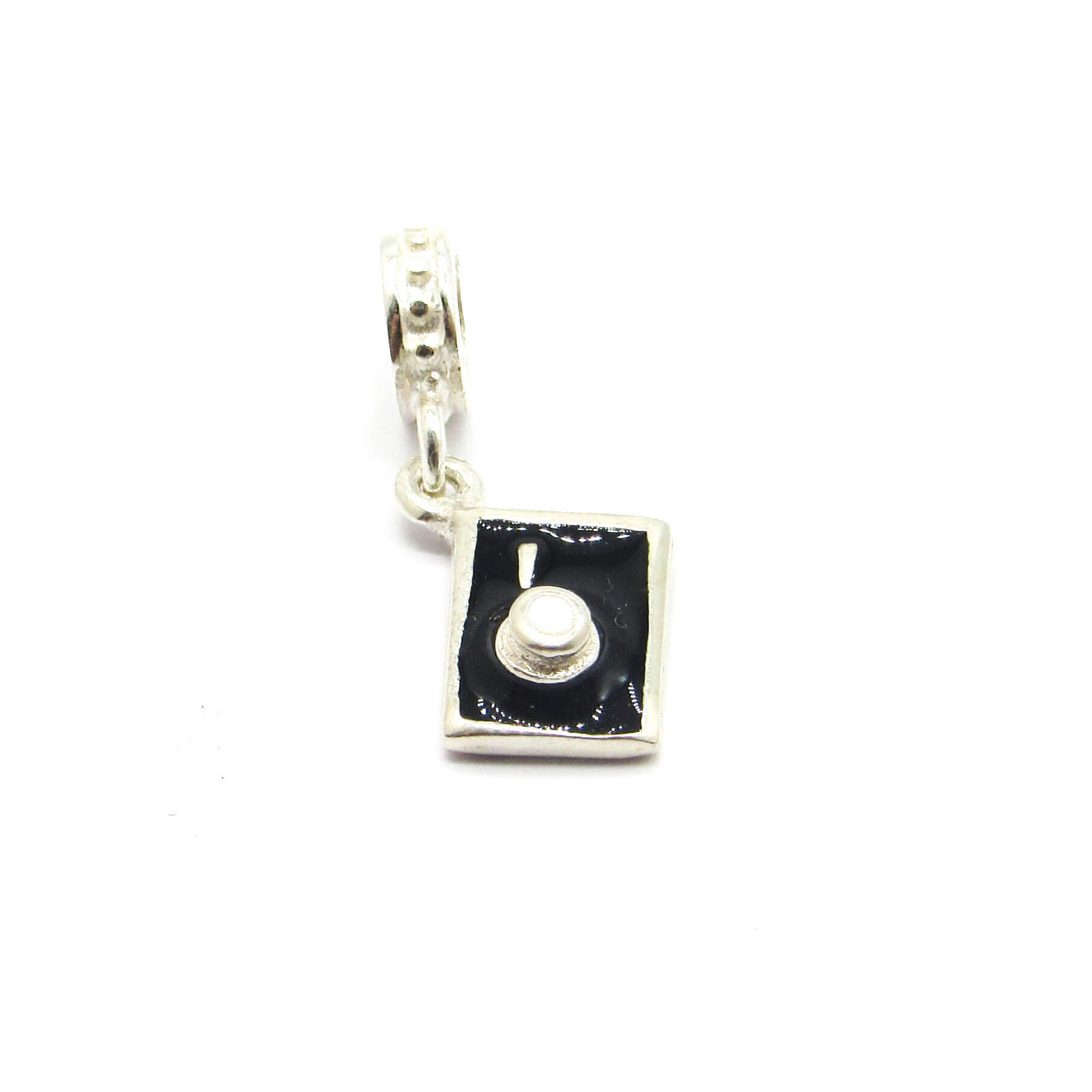 DIJE CAMARA ESMALTE ESTILO PANDORA 12MM /PLATA